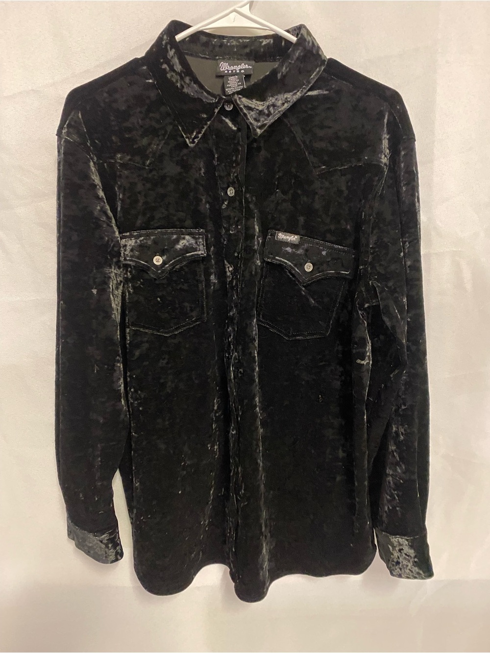 Wrangler Retro Men's Black Velvet Button-Up Shirt Jacket